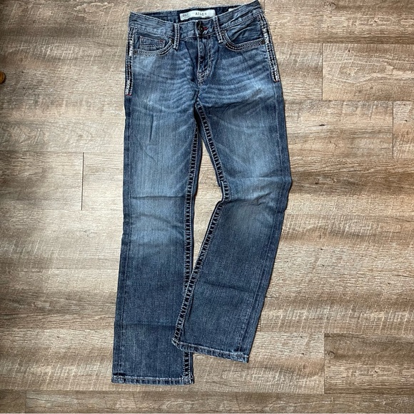 BKE Other - BKE Men's Classic Straight Blue Jeans 27x30 Aiden Western Buckle Thick Stitch